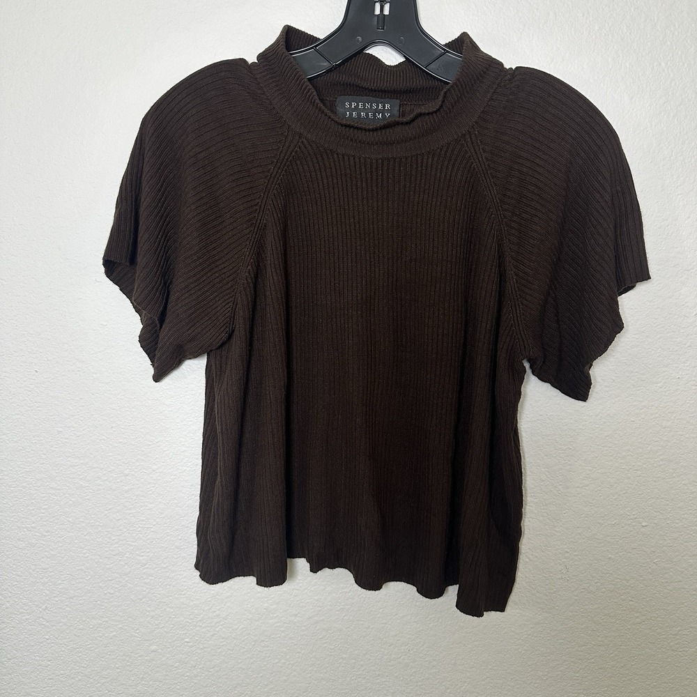 Vintage Spenser Jeremy Silk Cotton Ribbed Short Sleeve Knit Sweater Top Size M
